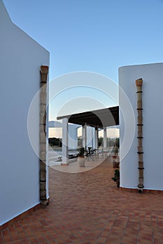 Luxury mediterranean hotel. Modern architecture traditional style