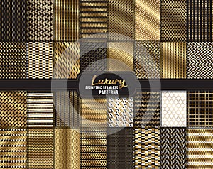 Luxury mega bundle, vector seamless geometric golden pattern background luxury set, collection. Abstract endless repeating texture