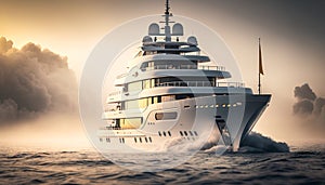 A luxury mega yacht in the ocean