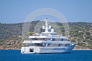 Luxury mega-yacht at Poros island, Greece
