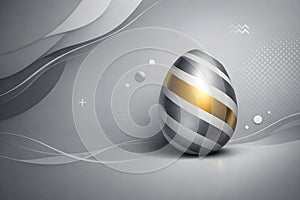 Luxury Metallic Easter Egg With Gold Stripe On Soft Abstract Grey Background