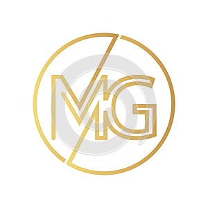 Luxury MG letters logo design. MG logo golden color circle vector images. GM logo template brand company identity photo