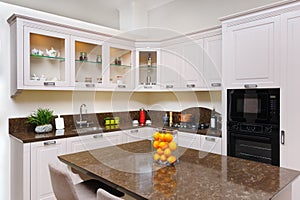 Luxury modern beige kitchen interior