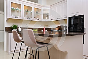 Luxury modern beige kitchen interior