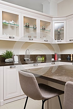 Luxury modern beige kitchen interior