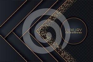 Luxury Modern Diagonal Overlapped Layers Gold and Dark Background