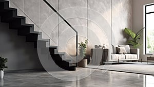 Luxury modern grey marble stone staircase with tempered