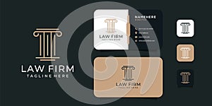 Luxury modern law firm justice logo and business card design vector template