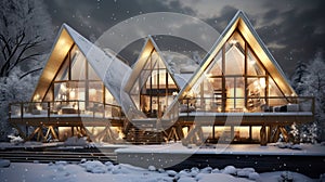 Luxury modern outdoors illustration scene new house home white night dwelling