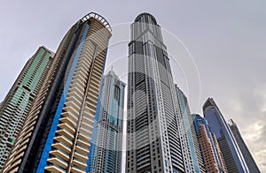 Luxury modern skyscrapers in the center of Dubai city. United Arab Emirates