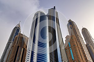 Luxury modern skyscrapers in the center of Dubai city. United Arab Emirates