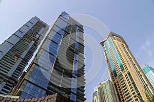 Luxury modern skyscrapers in the center of Dubai city. United Arab Emirates