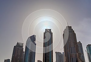 Luxury modern skyscrapers in the center of Dubai city. United Arab Emirates