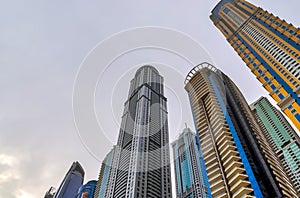 Luxury modern skyscrapers in the center of Dubai city. United Arab Emirates