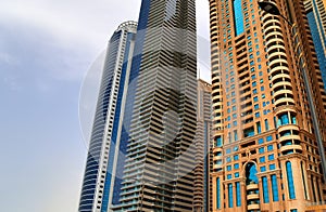 Luxury modern skyscrapers in the center of Dubai city. United Arab Emirates