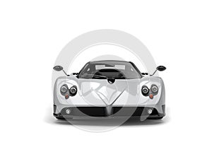 Luxury modern sports car - silver with black side panels - front view