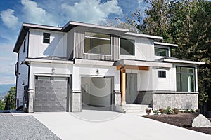 Luxury Modern Suburban Residential Maison Large Home House Cloudy Sky Chilliwack Canada