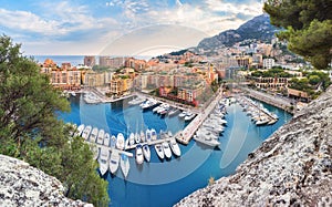 Luxury Monaco-Ville harbour of Monaco, Cote d`Azur