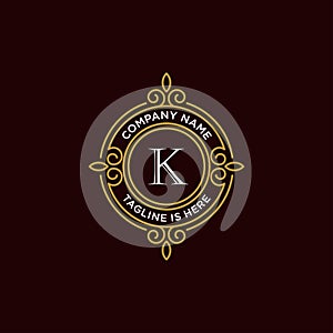 Luxury monogram letter K logotype. premium brand icon. elegant alphabet/initial frame design vector