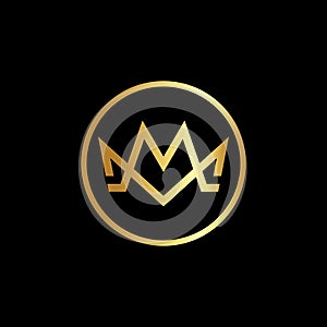 Luxury Monogram MM Crown Logo with Gradient Gold Color and Black Background