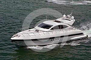 Luxury Motor Yacht Cruising on Biscayne Bay