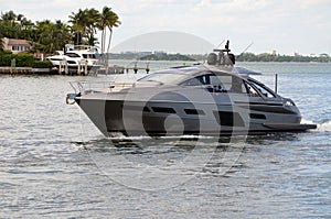 Luxury motor yacht cruising on the Florida `intra-Coastal Waterway