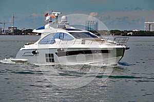Luxury Motor Yacht Cruising on the Florida Intra-coastal Waterway off Miami Beach