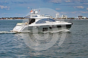 Luxury Motor Yacht Cruising on the Florida Intra-coastal Waterway off Miami Beach