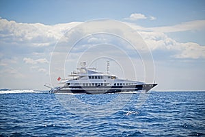 Luxury motor yacht cruising the sea