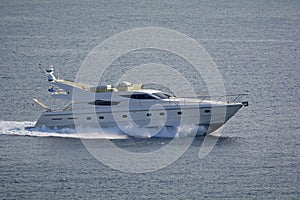 Luxury motor yacht at full speed