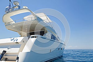 Luxury motor yacht on mooring photo