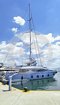 luxury motor yachts at marina Zeas, Piraeus, Greece