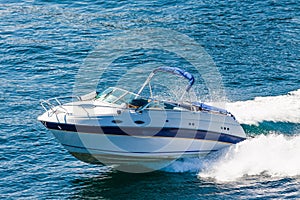 Luxury motorboat fast going