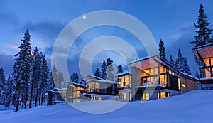 Luxury Mountain Homes in a Winter Landscape