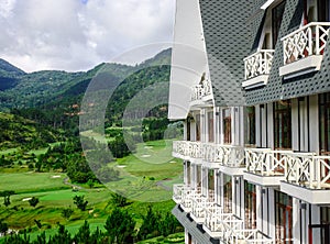 Luxury mountain resort at winter in Dalat, Vietnam