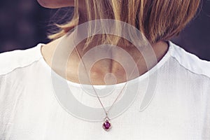 Luxury necklace with gem stone