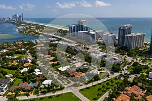 Luxury neighborhoods Miami Beach Bal Harbour FL shot with aerial drone photo
