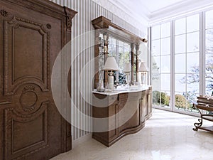 Luxury neoclassical furniture in modern style in the bathroom.