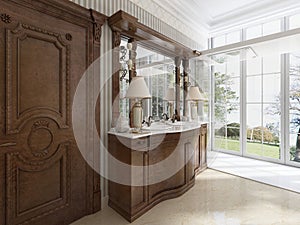 Luxury neoclassical furniture in modern style in the bathroom.