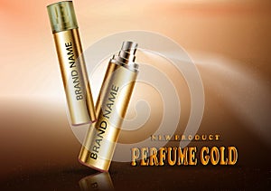 Luxury new perfum cosmetic 3d gold photo