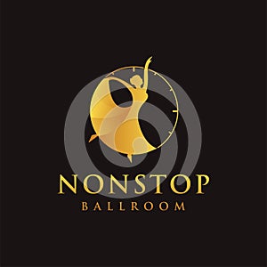 Luxury nonstop dancing logo vector icon, dancing in a clock logo vector icon, with gradient style photo