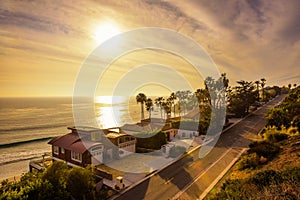 Oceanfront homes of Malibu beach in California photo