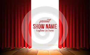 Luxury opening red curtain with spotlight template show