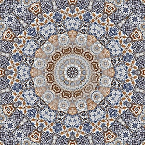 Luxury oriental tile seamless pattern floral background. Mandala boho chic style