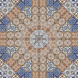 Luxury oriental tile seamless pattern floral background. Mandala boho chic style