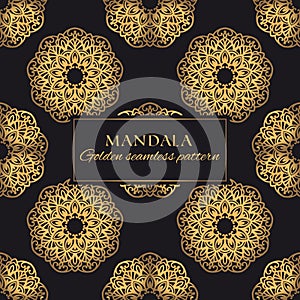 Luxury ornate background with golden arabic elements on black background