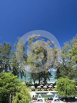 Luxury outdoor swimming pool and jacuzzi in a hotel resort