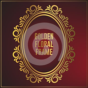 Luxury oval golden ornament frame design. Gold frame background design with luxury floral ornament