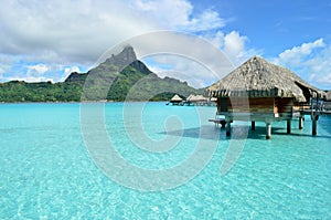 Luxury overwater vacation resort on Bora Bora