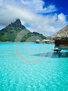 Luxury overwater vacation resort on Bora Bora